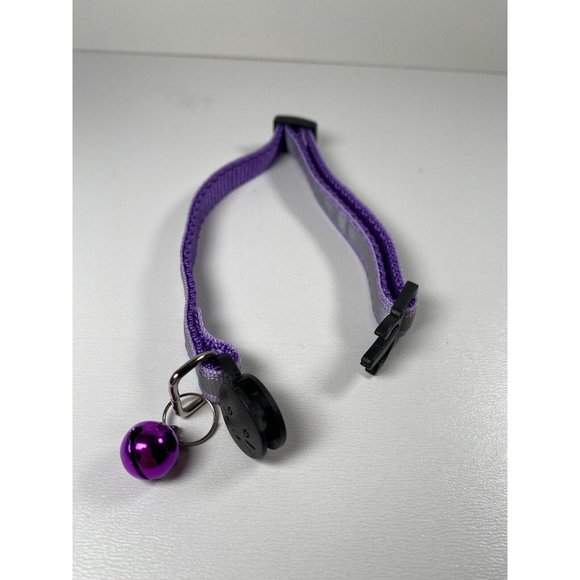 Cat Breakaway Collar New With Jingle Bell And Reflective Strip Purple - Picture 5 of 6